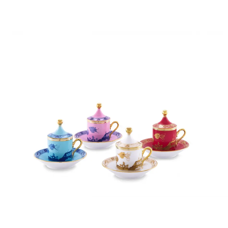 Oriente Italiano Mix - Iris - Azalea - Rubrum - Aurum Antico Doccia Coffee Set For 4 Pcs 12