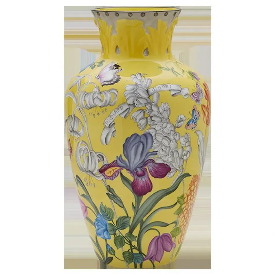 Corona Oro Brillante Giardino Dell'Iris Citrino High Vase H Cm 42 In. 16 1/2 With Decorative Leaf