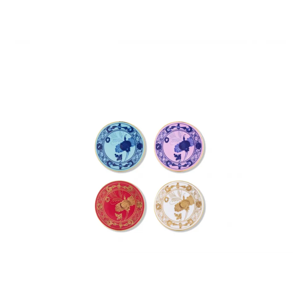 Oriente Italiano Mix - Iris - Azalea - Rubrum - Aurum Oggetti Set Of 4 Coasters Cm 10 In. 4