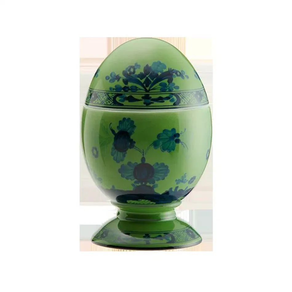 Oriente Italiano Malachite Oggetti Egg With Cover 5 1/4 in