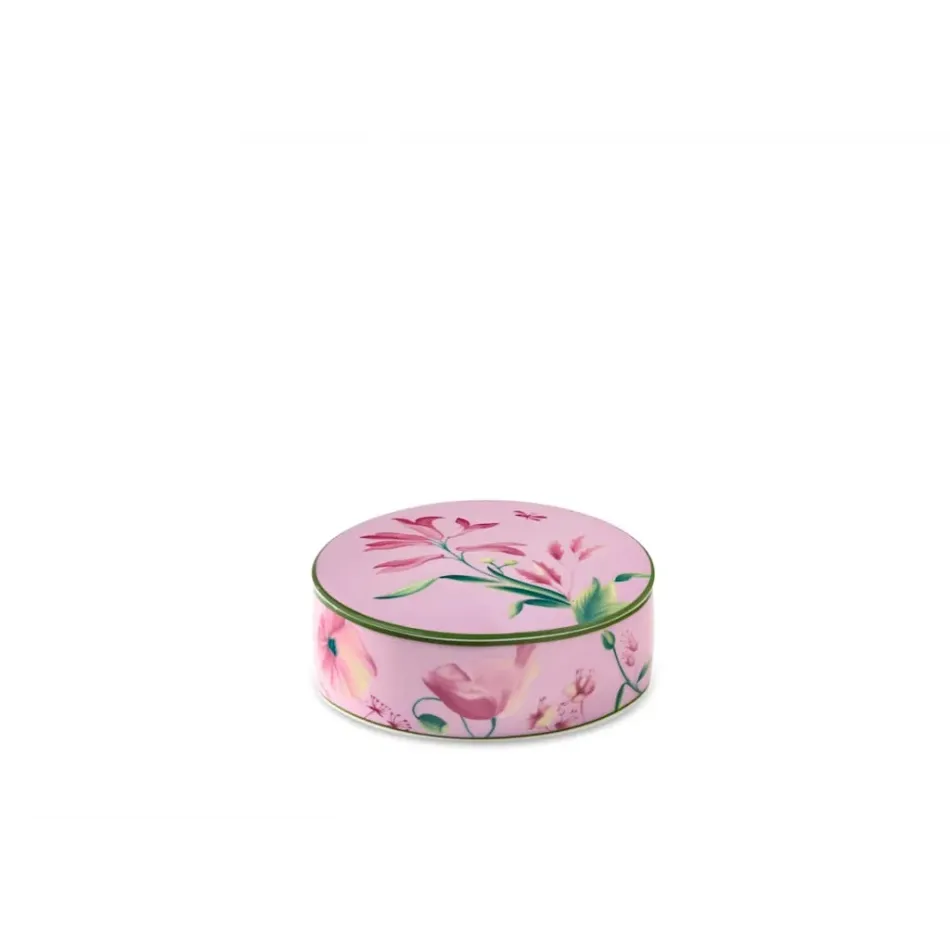 Florenza - Malva Fondo Chiaro Oggetti Round Box With Cover Cm 13 In. 5