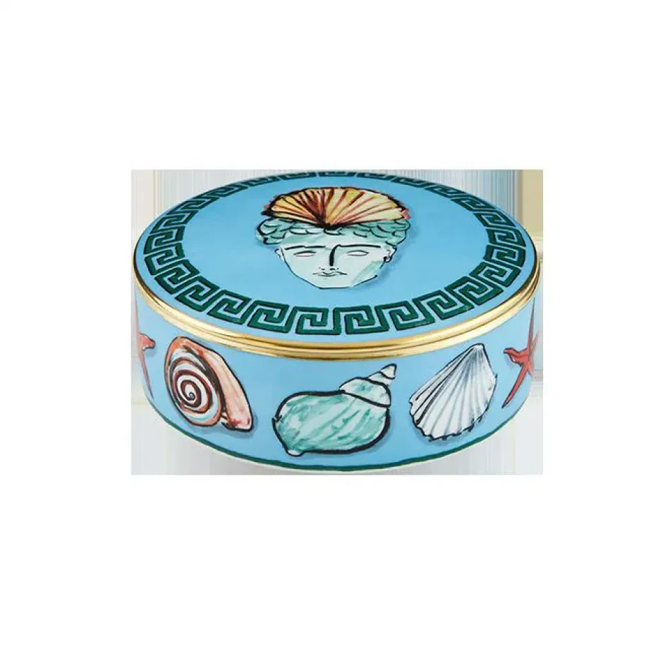 Il Viaggio Di Nettuno Sea Blue Round Box With Cover H In 5 Cm 13