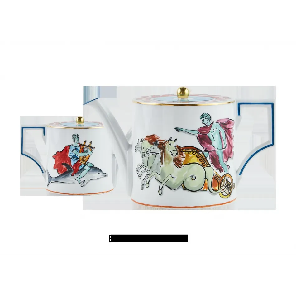 Il Viaggio Di Nettuno White Teapot With Cover Lt 1.35 Oz. 49 1/4 Luna