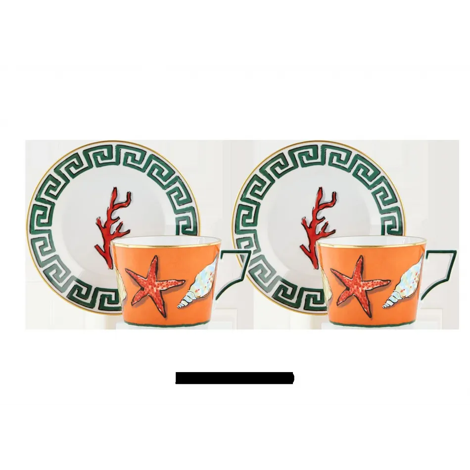 Il Viaggio Di Nettuno Set Of 2 Tea Cups With Saucers 4 Pcs.