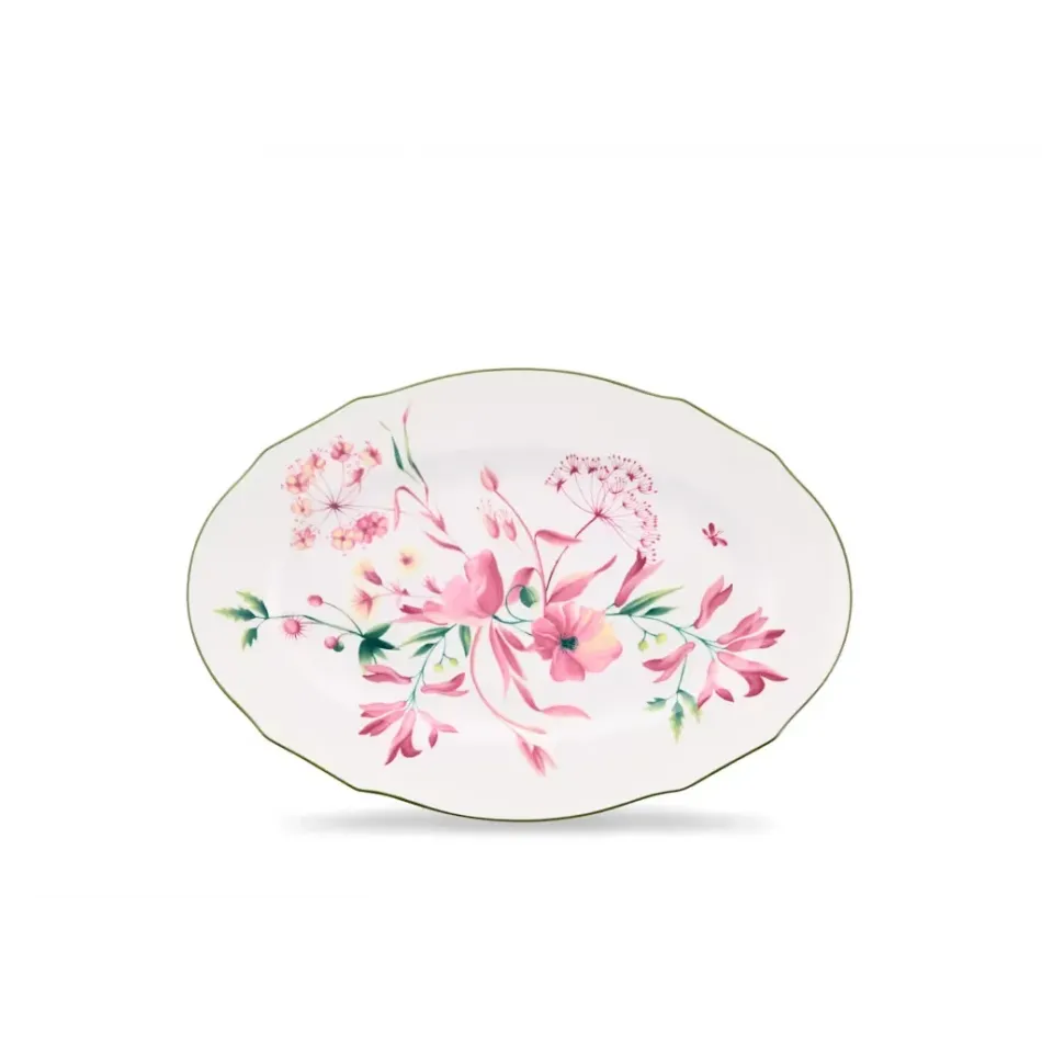 Florenza - Malva Fondo Bianco Duchessa Oval Flat Platter Cm 37 In. 14,5