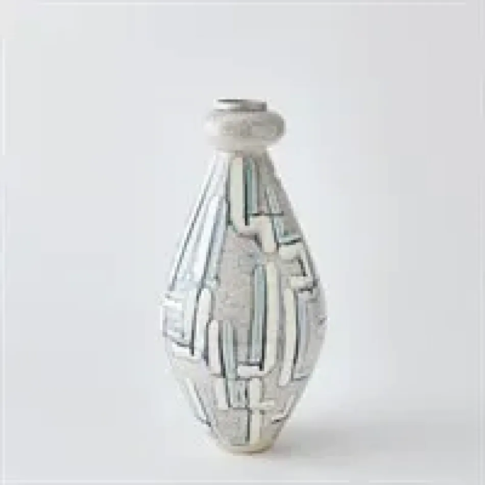 Spindle Vase - Grey/Blue Painted - Medium