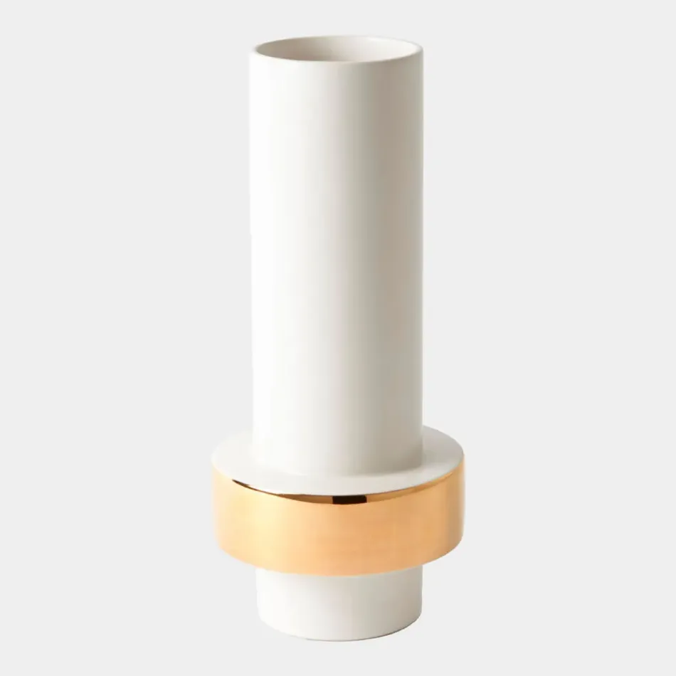 Gold Ring Vase Low 14"H x 6"W x 6"D