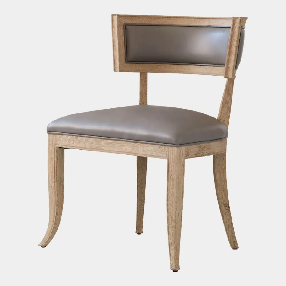 Klismos Grey Leather Chair