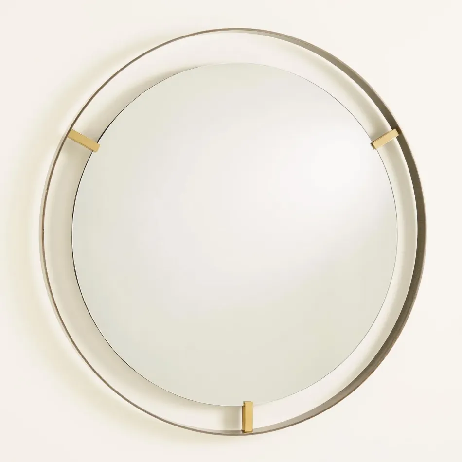 Floating Mirror Brass Clips Bronze Rim