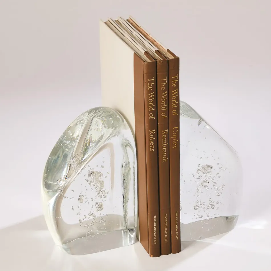 Chunk Bookends Clear w/Bubbles