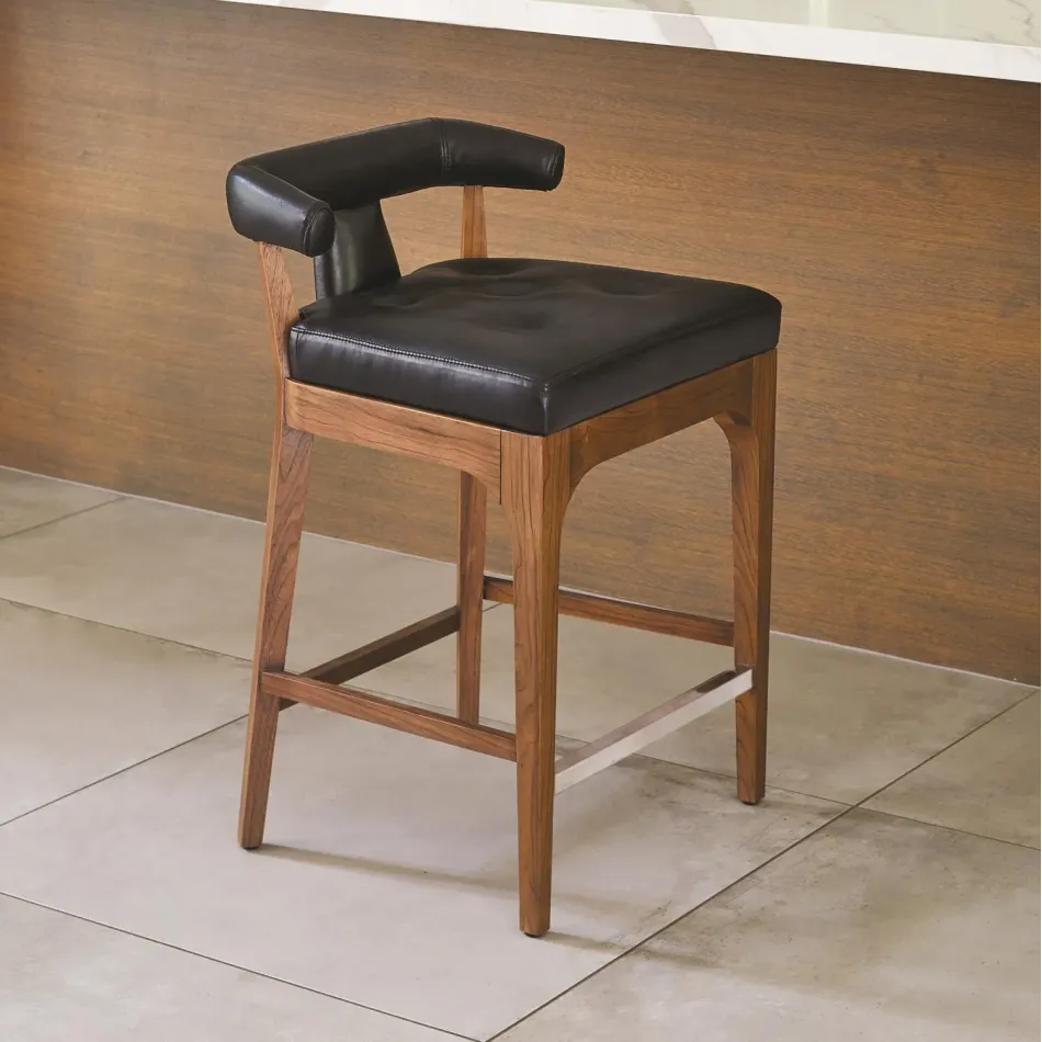 Moderno Counter Stool Black Marble Leat