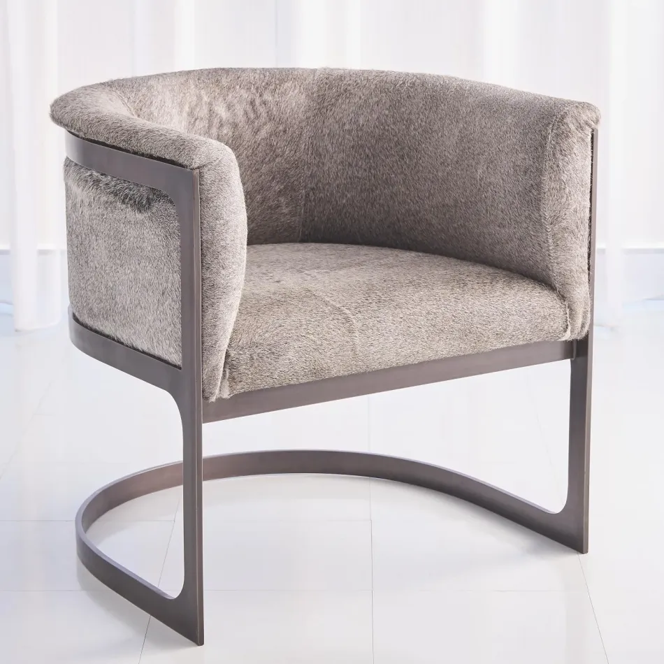 Regan Barrel Chair w/Grey Hair on Hide