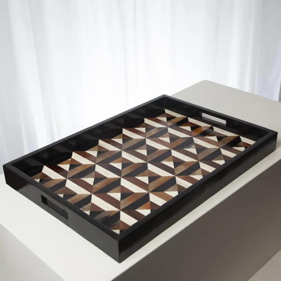 Triangle Marquetry Tray Large