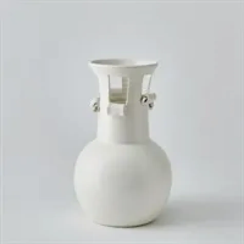 Spiral Handle Vase - Matte White - Small