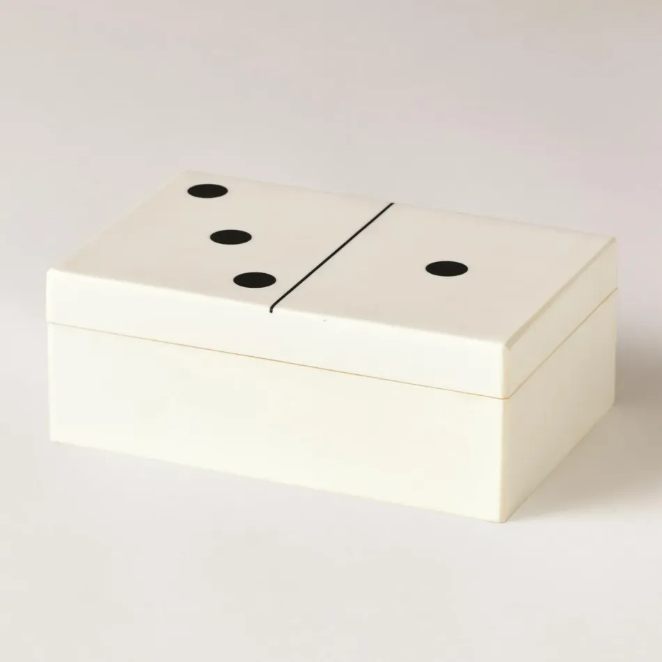 Dominoes Box White w/Black Dots Large