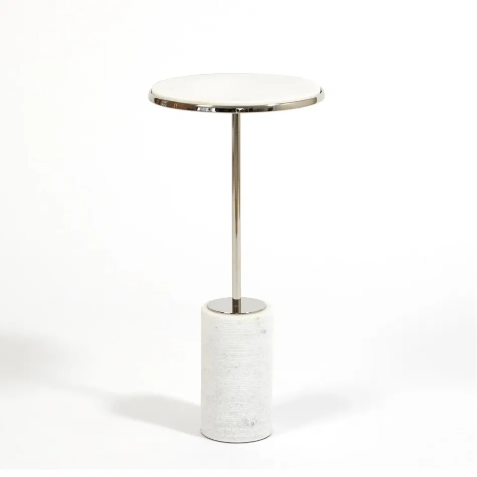 Short Cored Marble Table Nickel