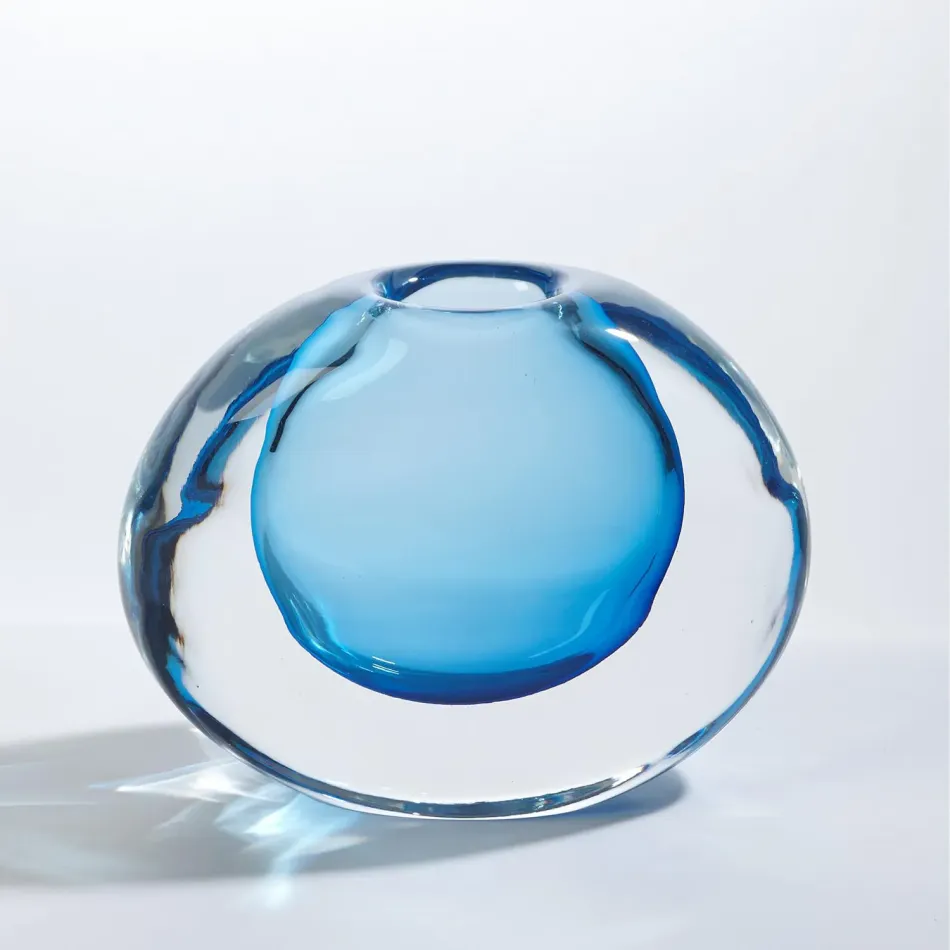 Offset Round Vase Light Blue