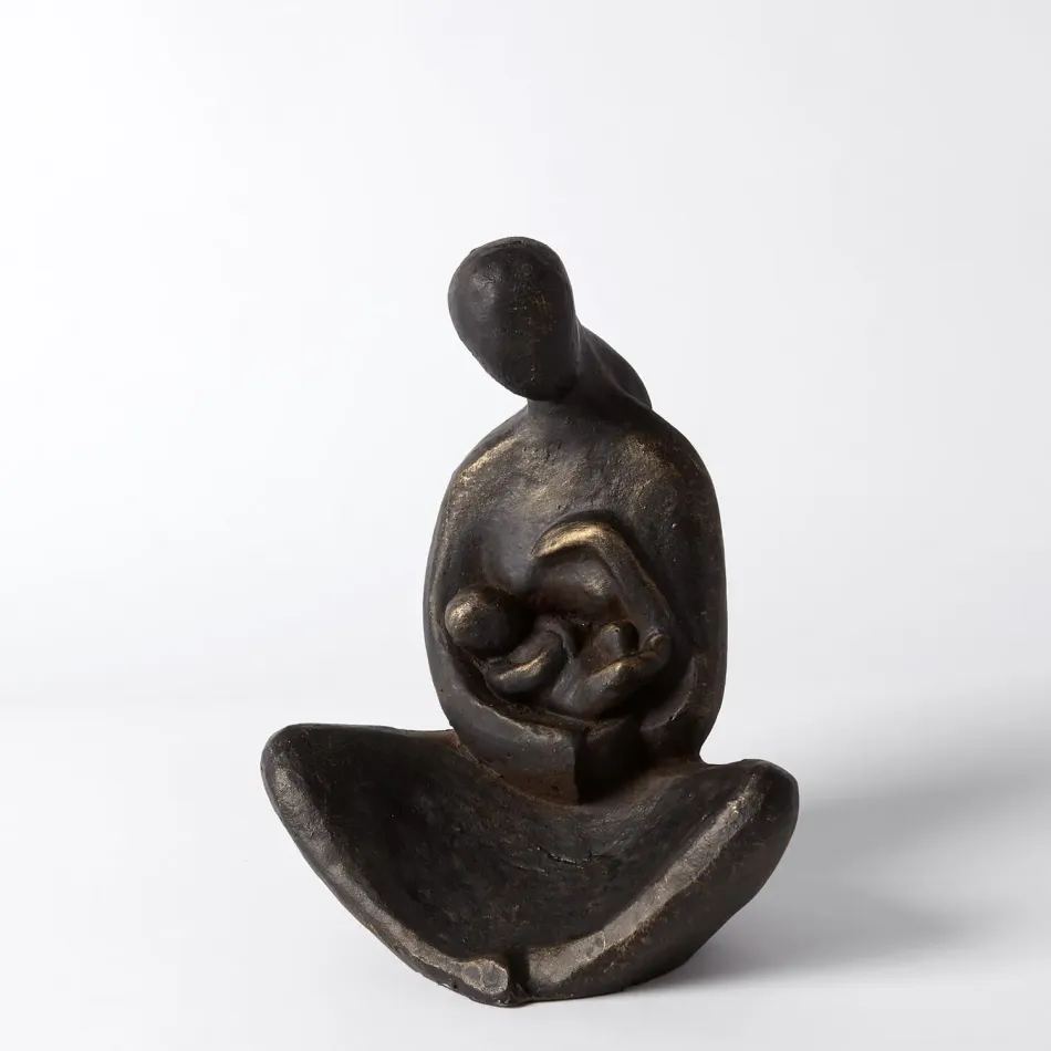 Seated Mother with Infant Sculpture Bron