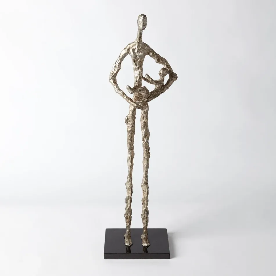 Standing Mother Cradling Child Sculpture
