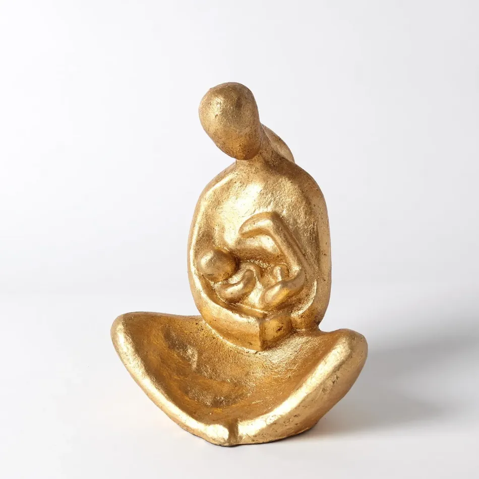 Seated Mother with Infant Sculpture Gold