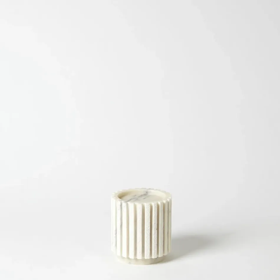 Channel Pillar Holder White Marble Small