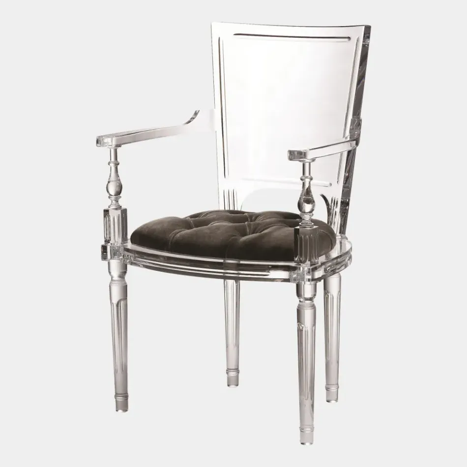 Marilyn Pewter Acrylic Arm Chair