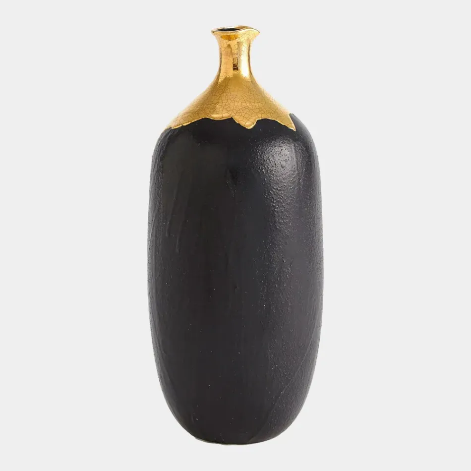 Tipton Golden Crackle/Black Cylinder Vase