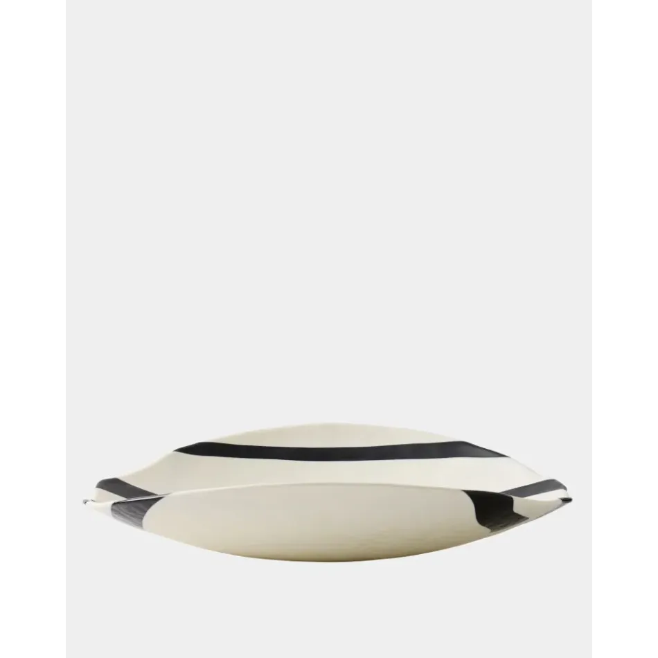Palermo Striped Black Folded Plate Medium