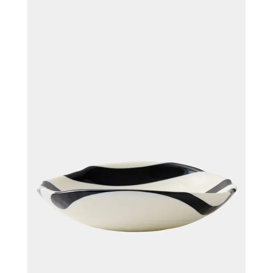 Palermo Striped Black Folded Plate Small