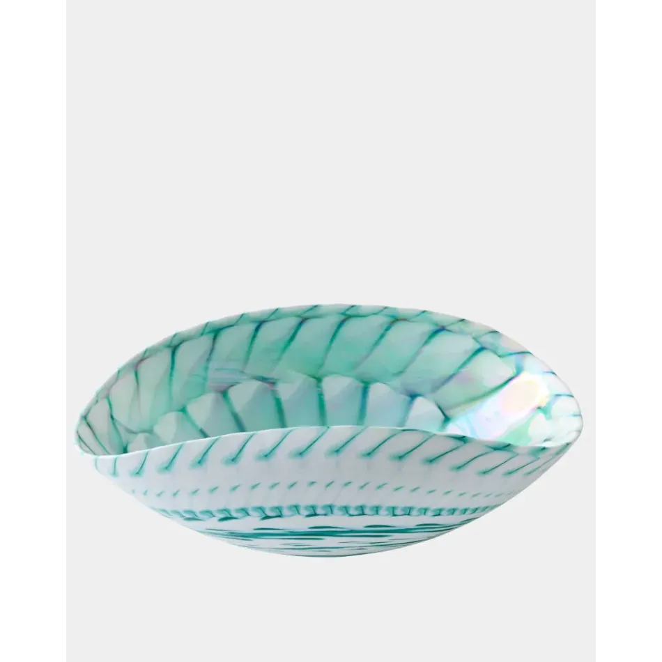 Spiral Threads Turquoise Folded Bowl Medium