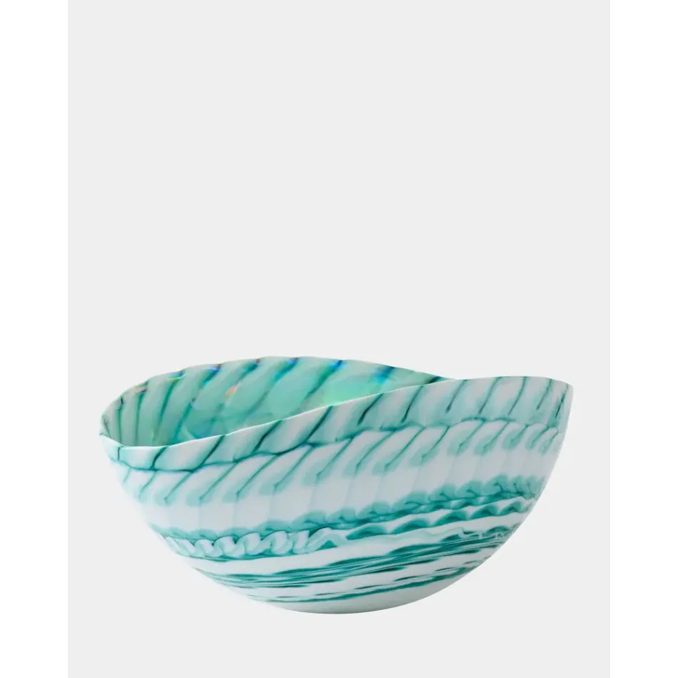 Spiral Threads Turquoise Folded Bowl Small