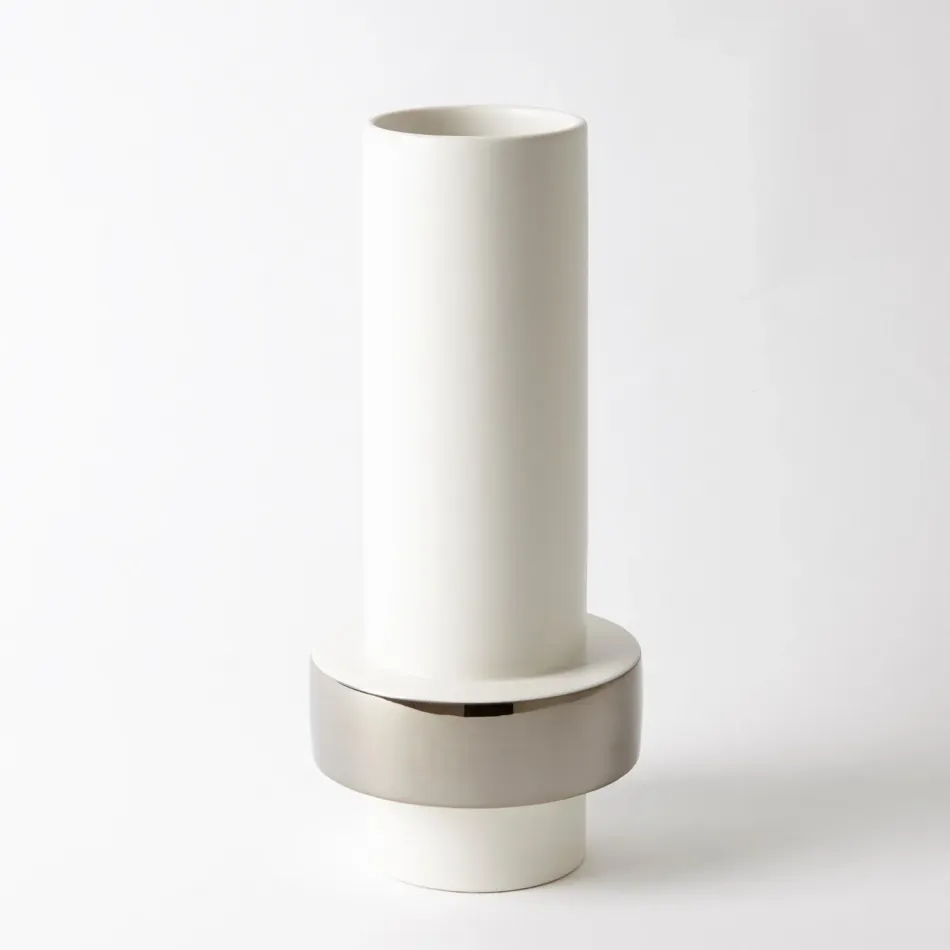 Silver Ring Vase Low