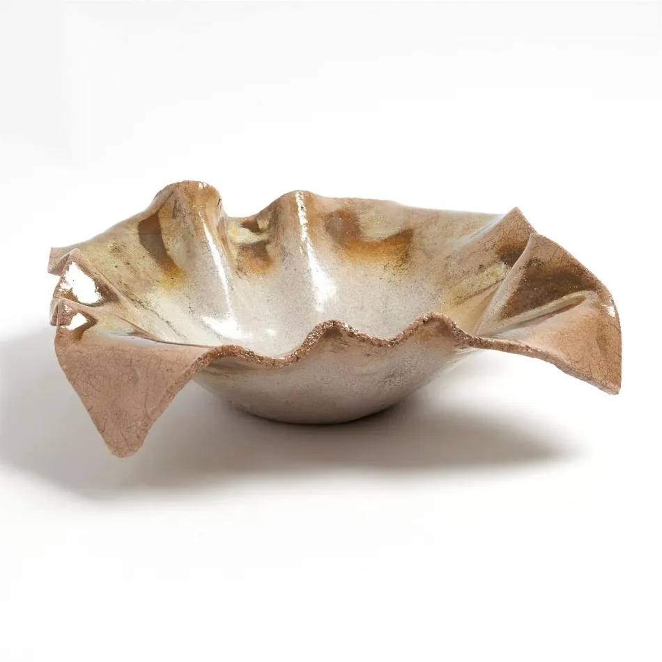 Folded Ripple Bowl Raku