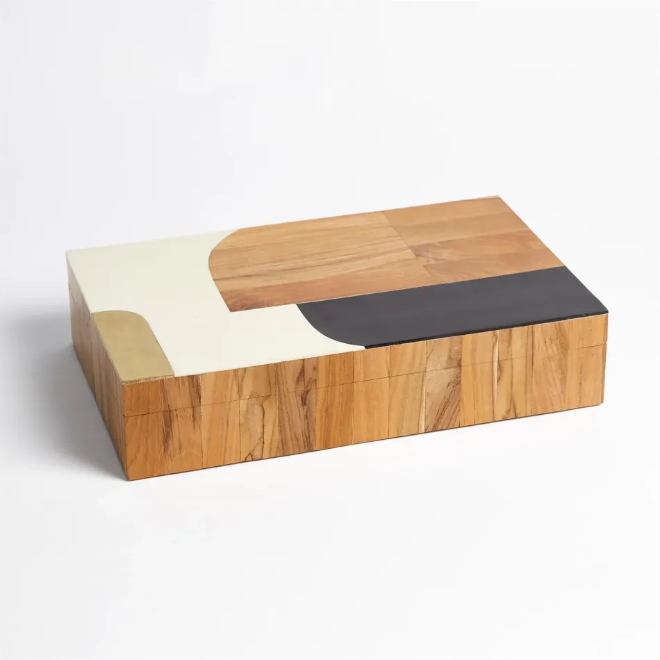 Wooden Inlaid Box Black/Ivory Large