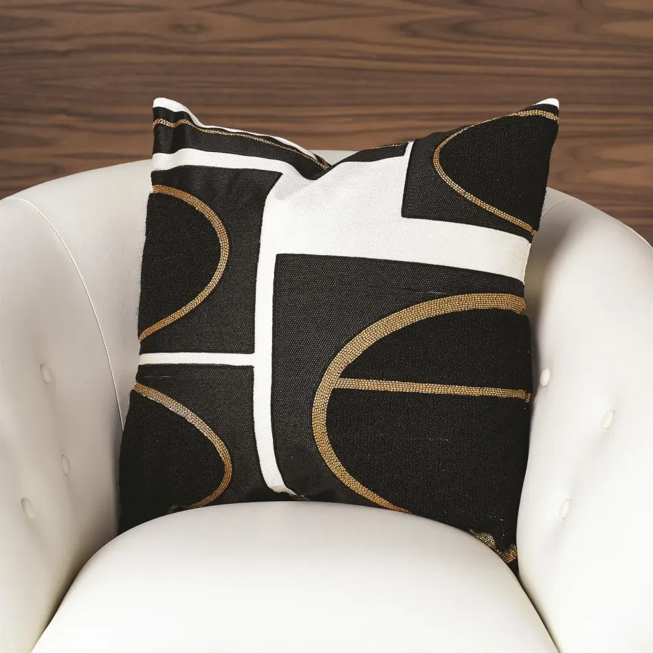 Brass Loop Pillow Beige/Black