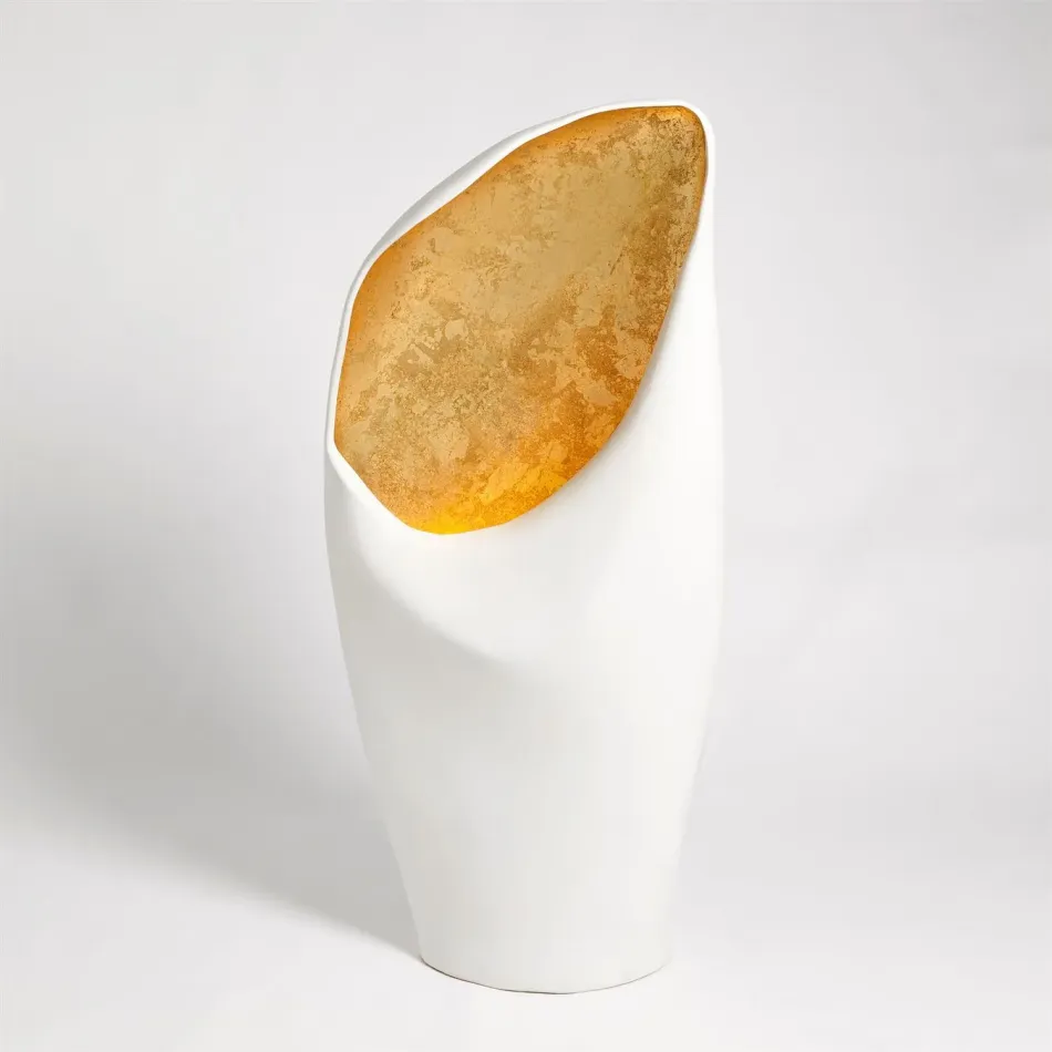 Cowl Lamp White w/Gold Leaf Large