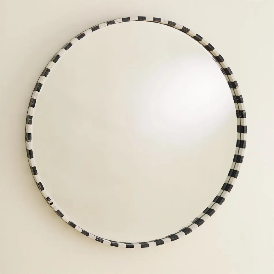 Black/White Marble Mirror Round