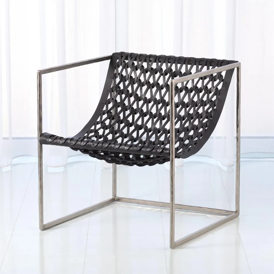 Knit & Pearl Chair Nickel Dark Grey Lea