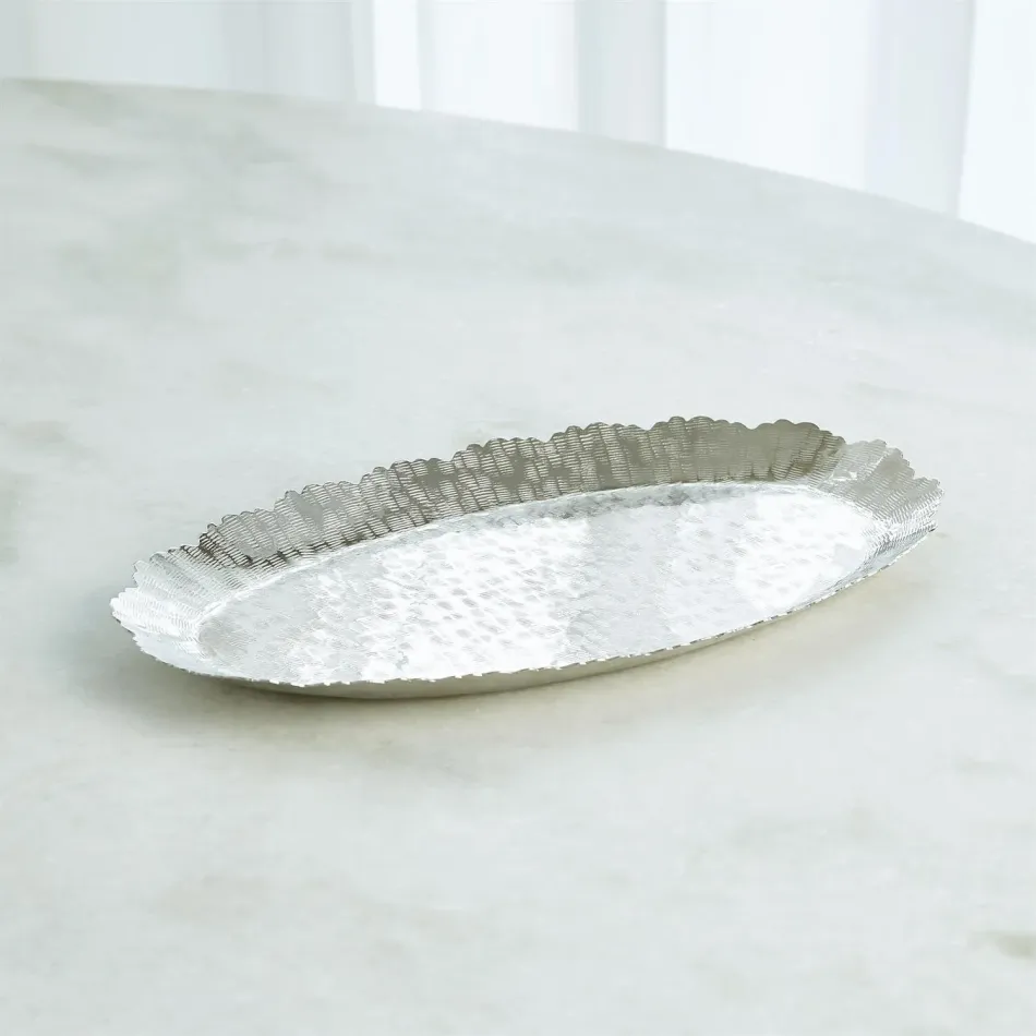 Hammered Oval Tray Nickel Small