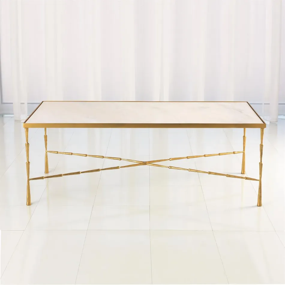 Spike Cocktail Table Antique Brass w/Wh