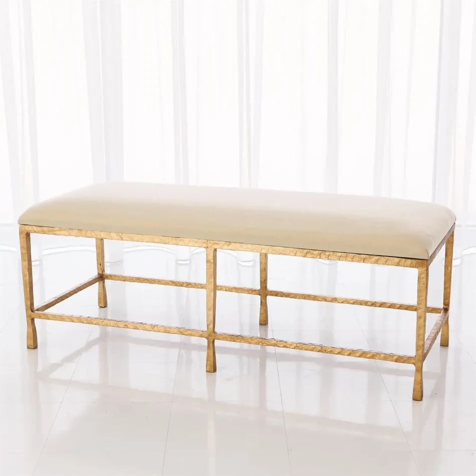 Quad Pod Bench w/Muslin Cushion Gold Le