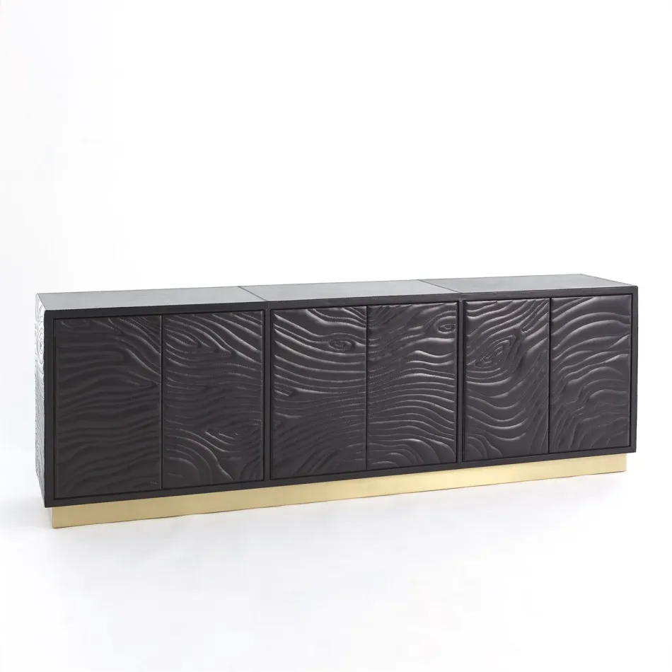 Forest Long Cabinet Charcoal Leather