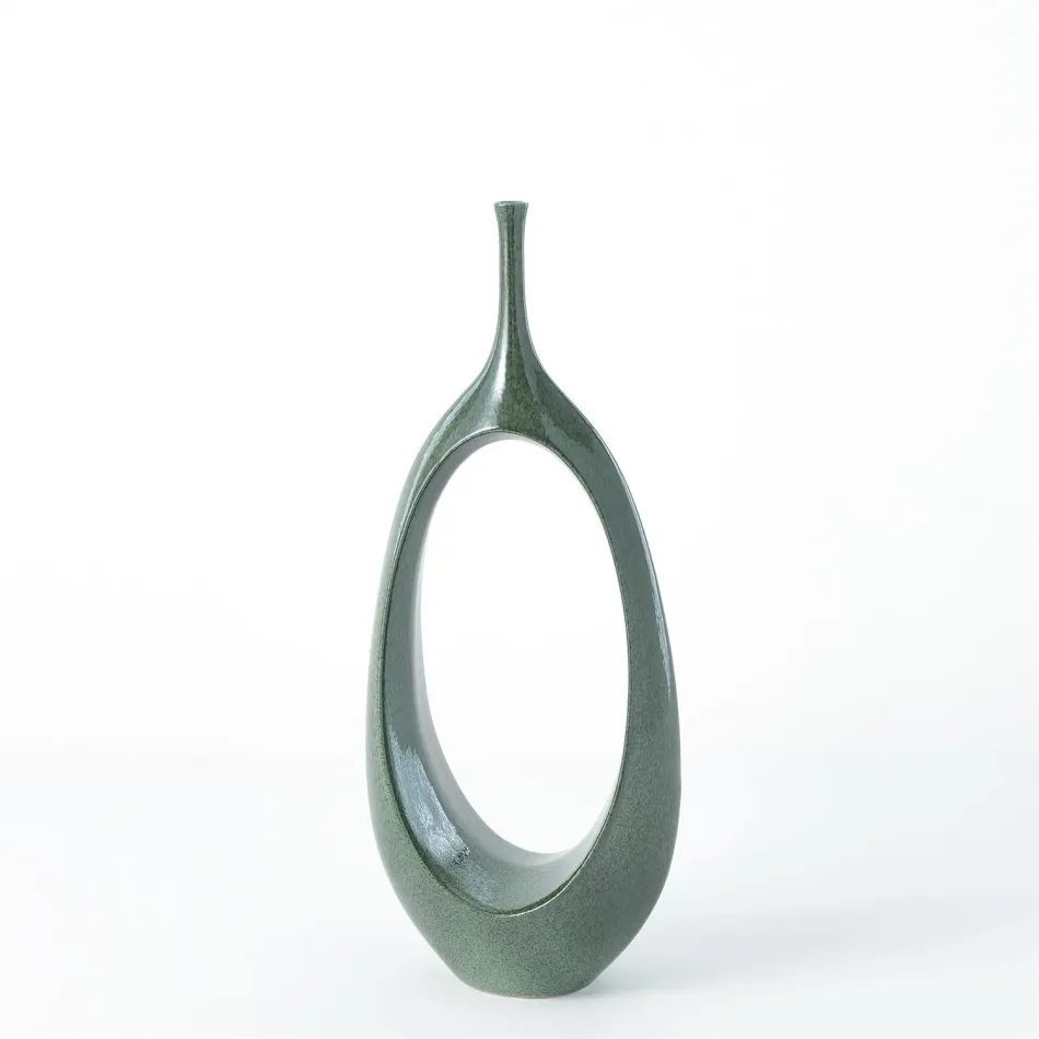 Open Oval Ring Vase Emerald Medium
