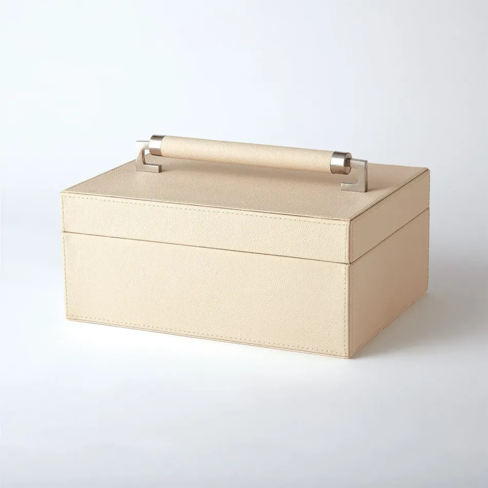 Wrapped Leather Handle Box Ivory