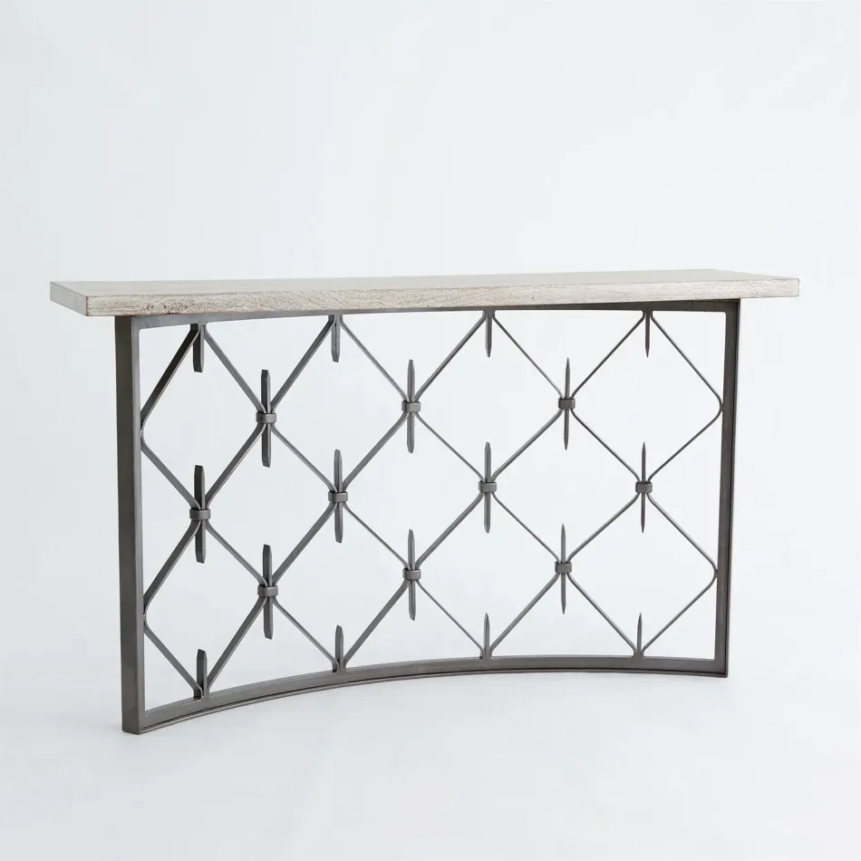 Sidney Console Natural Iron w/Wood Plan