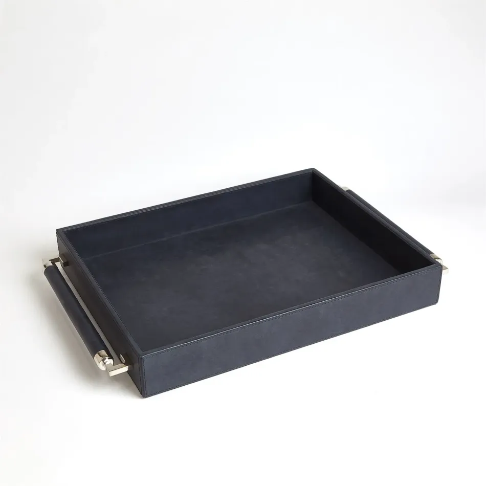 Double Handle Serving Tray Blue Wash