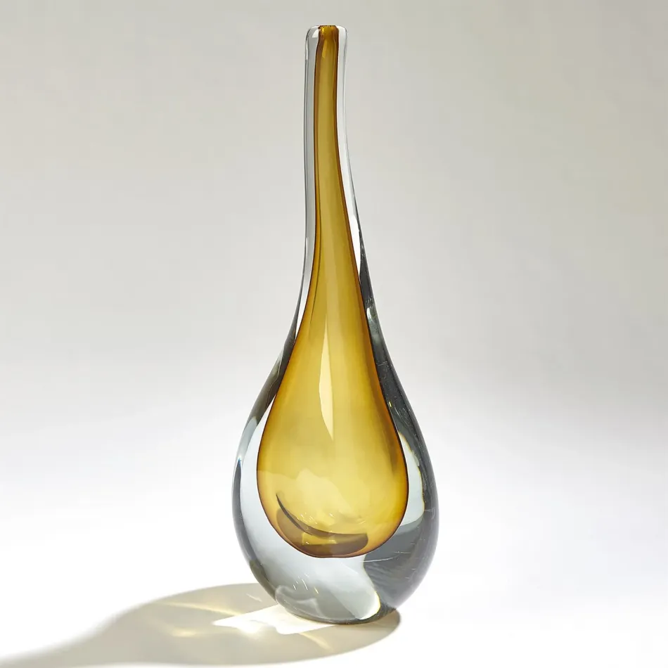 Stretched Neck Vase Amber Large