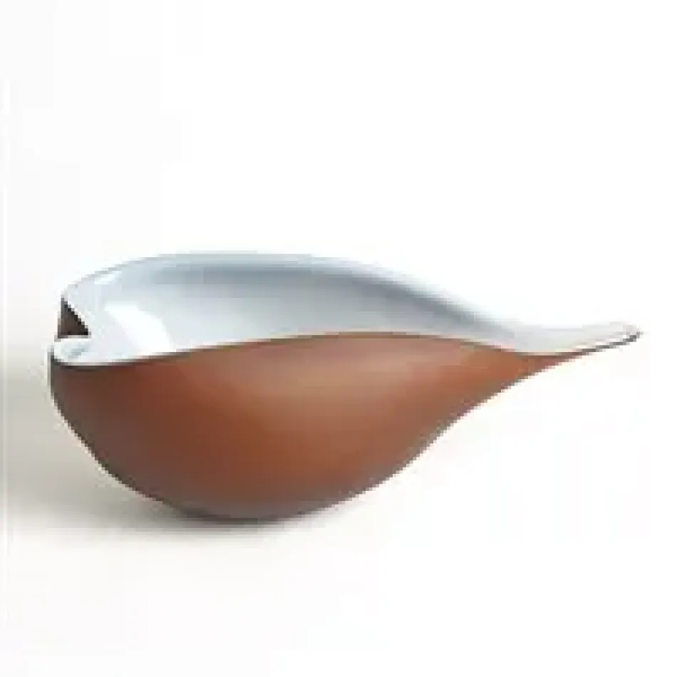 Frosted Amber Bowl w/Blue Casing Large