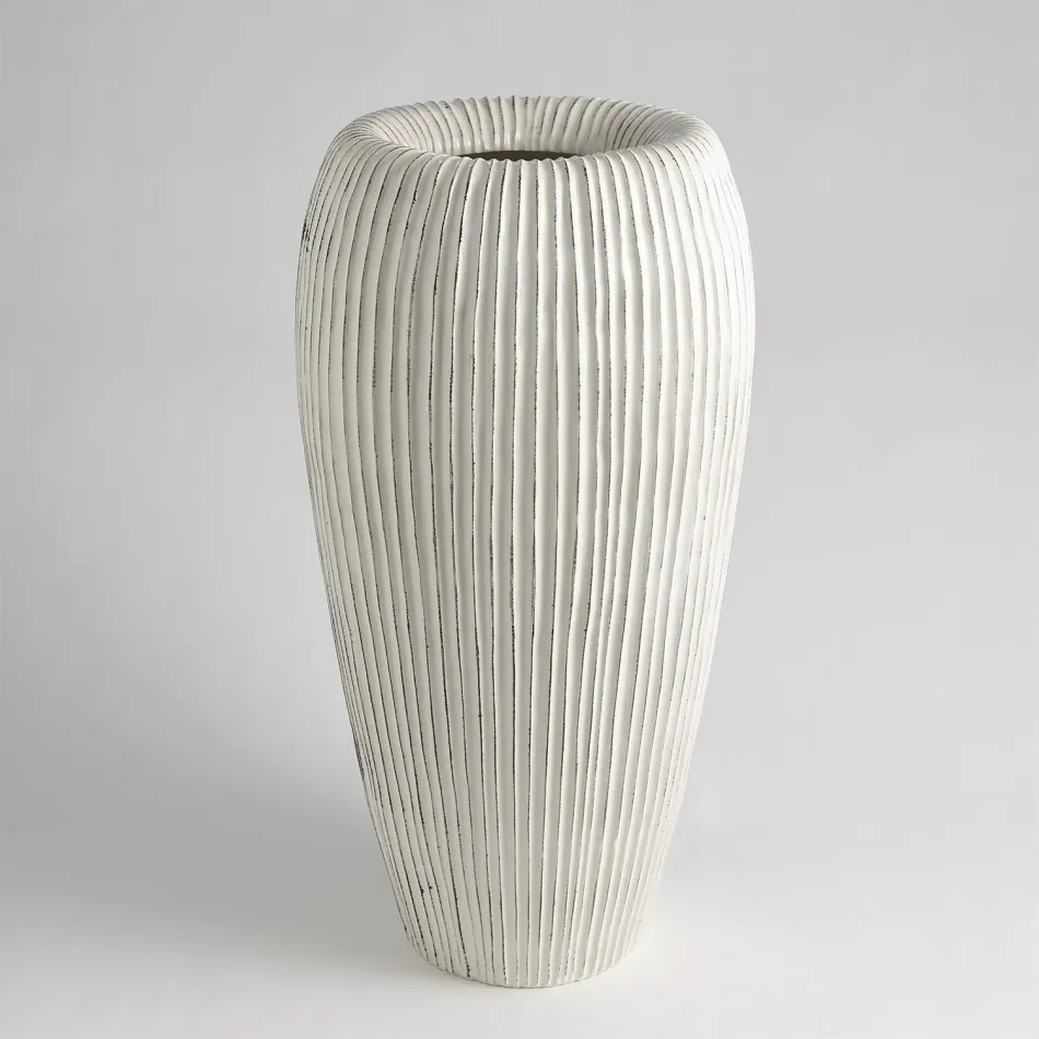 Baleen Vase Ivory w/Brown Edges