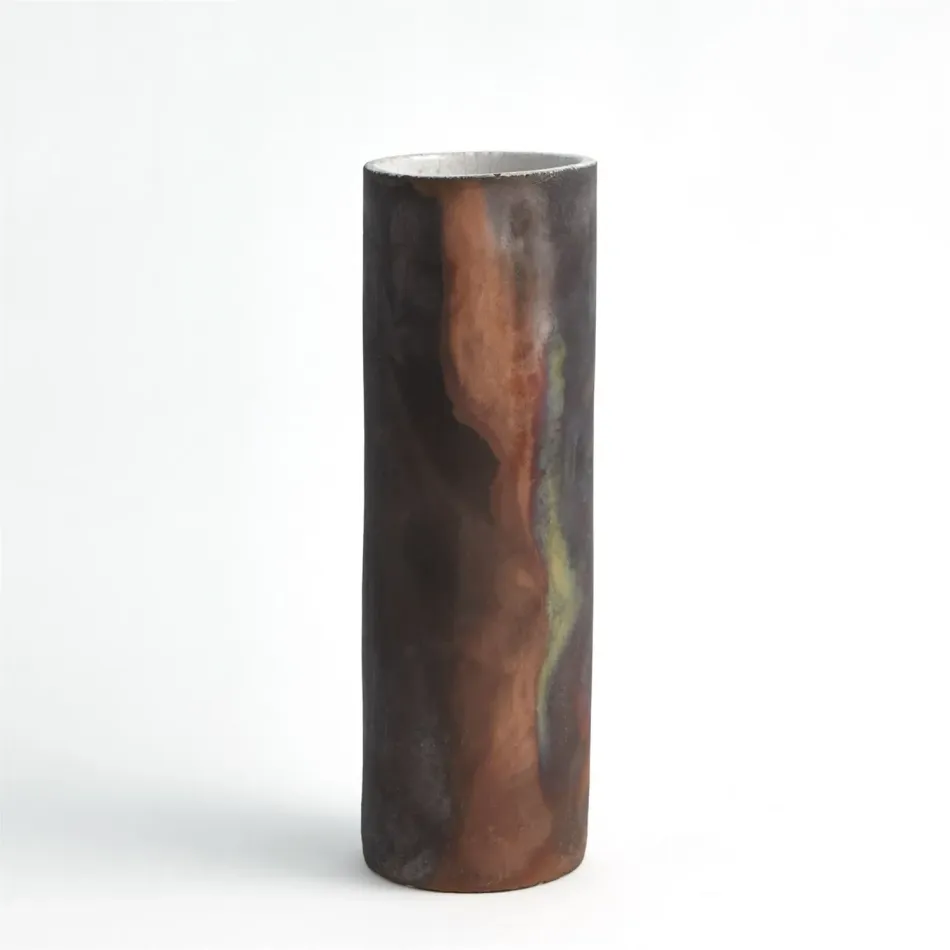 Rust Cylinder Raku Vase Large